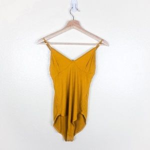 Forever 21 Mustard Ribbed Bodysuit